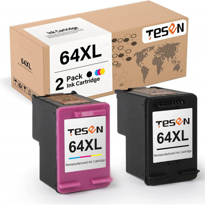 TESEN 64XL Remanufactured 64XL Ink Cartridge Replacement (K+T)